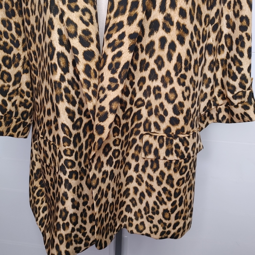 Zara Leopard Print Open Blazer Size XXL - Picture 5 of 12
